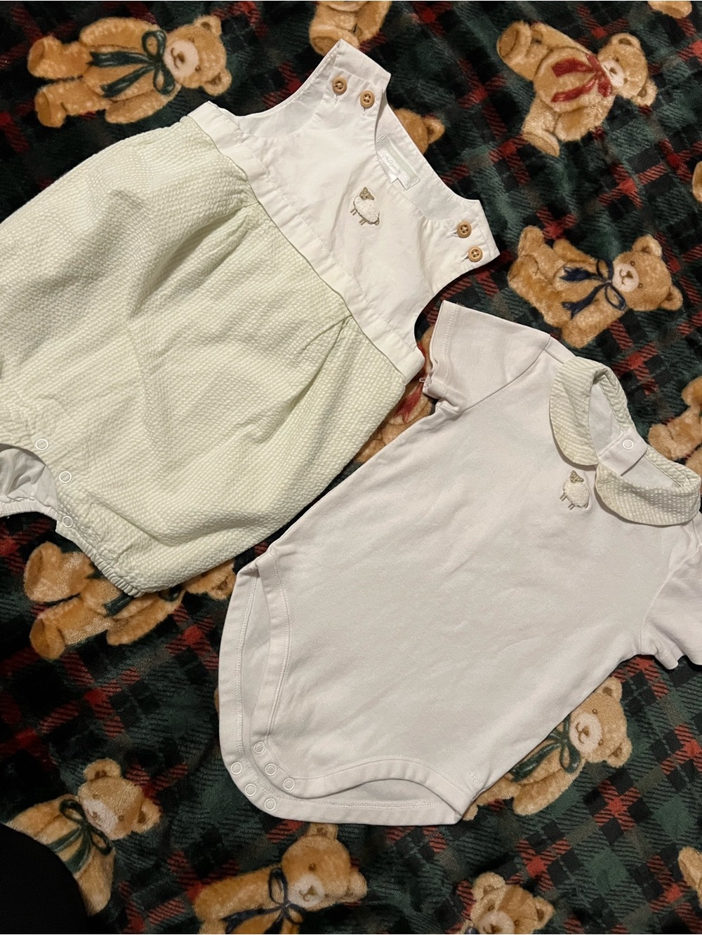 Janie and Jack White & Cream Baby Romper Set